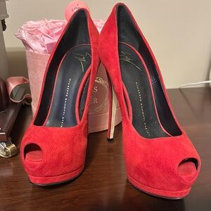 Giuseppe Zanotti Dark Red Suede Sharon Platform Pumps